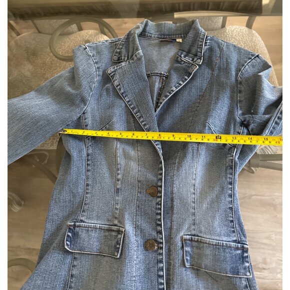 Denim Blazer Jacket For Women Small Size By Monteau Long Sleeve Button-Up Casual - Picture 5 of 5